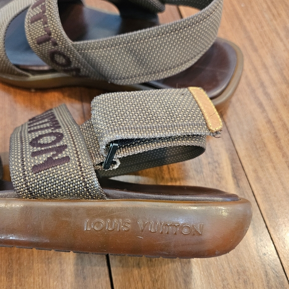 Louis Vuitton Brown Sandals with Adjustable Ankle Strap